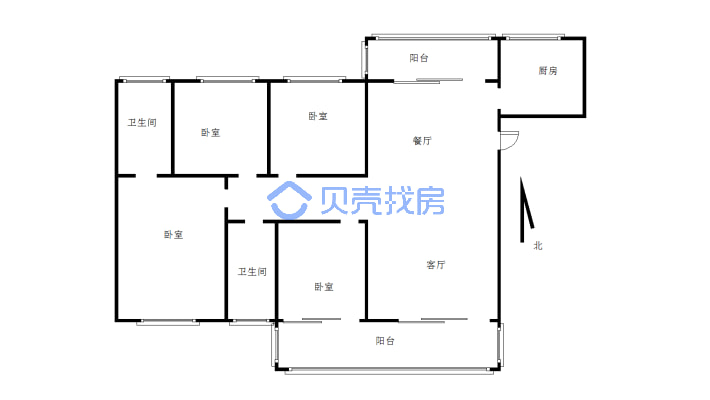 西区四室双卫，加产权车位，朝南户型-户型图