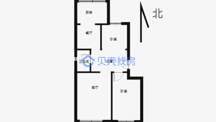 北京北路 机械厂地铁口 京港花园里头的 小两室出售-户型图