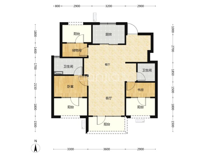 万科四季花城大家3室2厅2卫户型图