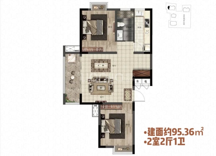 荣景苑--建面 95.36m²