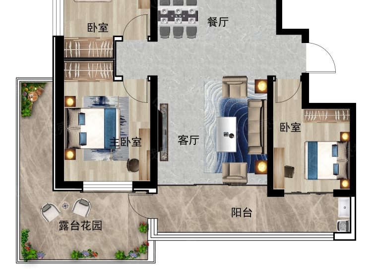 安居尚美云筑3室2厅1卫户型图