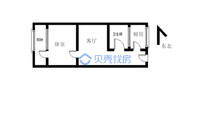 上江北市政宿舍标准一室优质房源-户型图