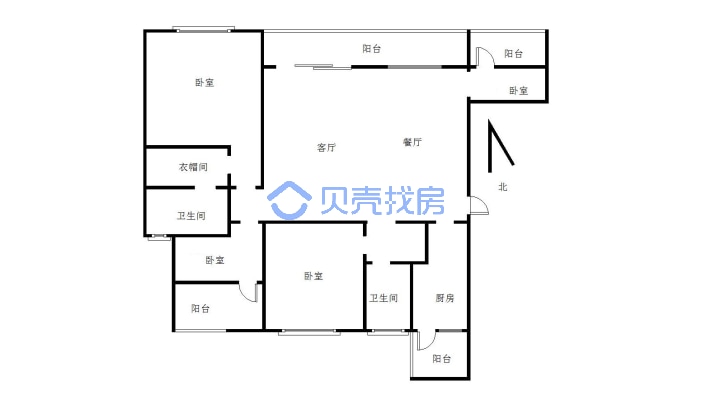 万达中央华城 4室2厅 北-户型图