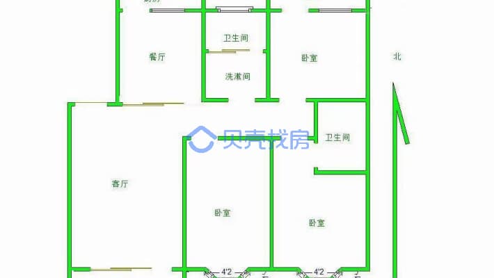 南北通透，落地大窗户，户型方正-户型图