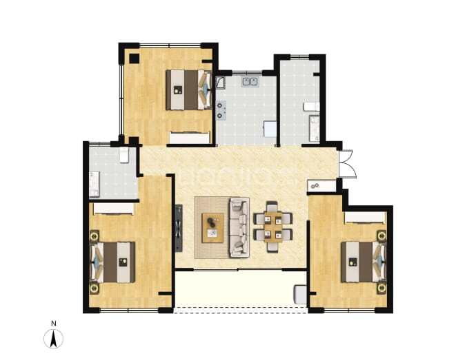 建发朗玥3室2厅2卫户型图