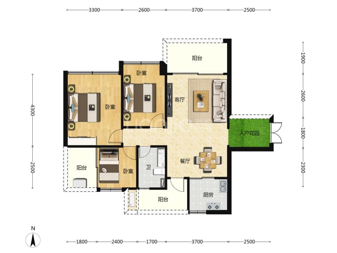 誉峯名门--建面 88.82m²