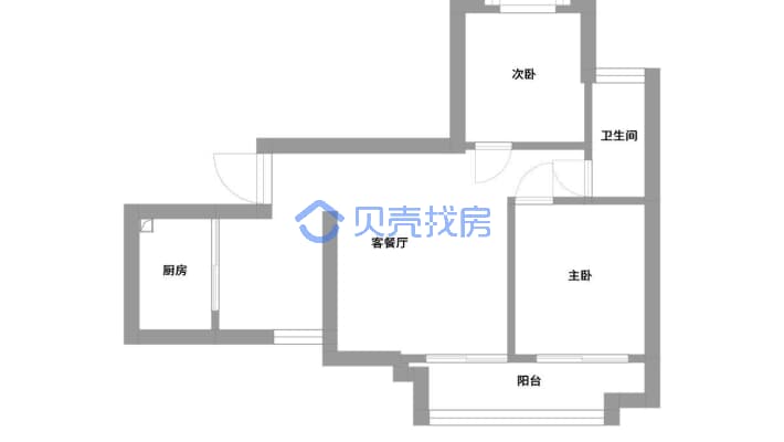 黄龙湾 2室1厅 南-户型图