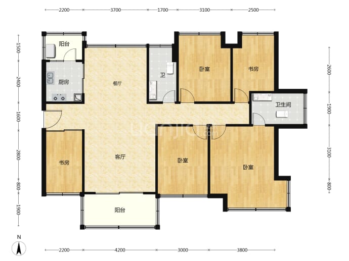 誉峯名门4室2厅2卫户型图