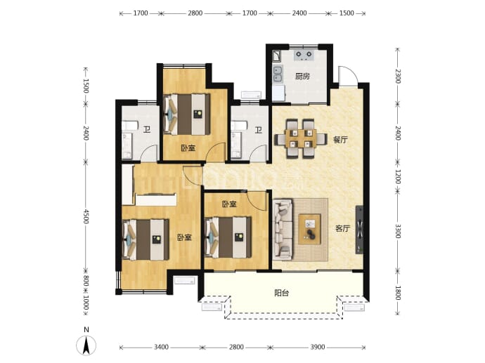 康源秀山悦府--建面 102.31m²