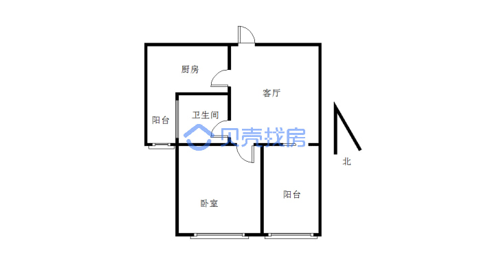 红星小区 1室1厅 南-户型图