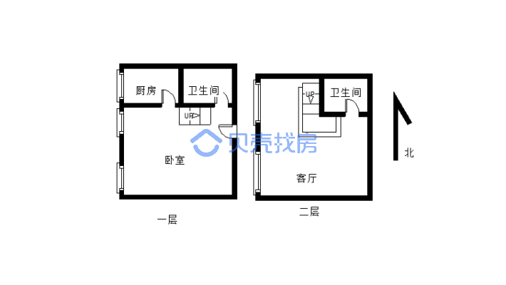 上下两层使用面积100平 看房随时-户型图