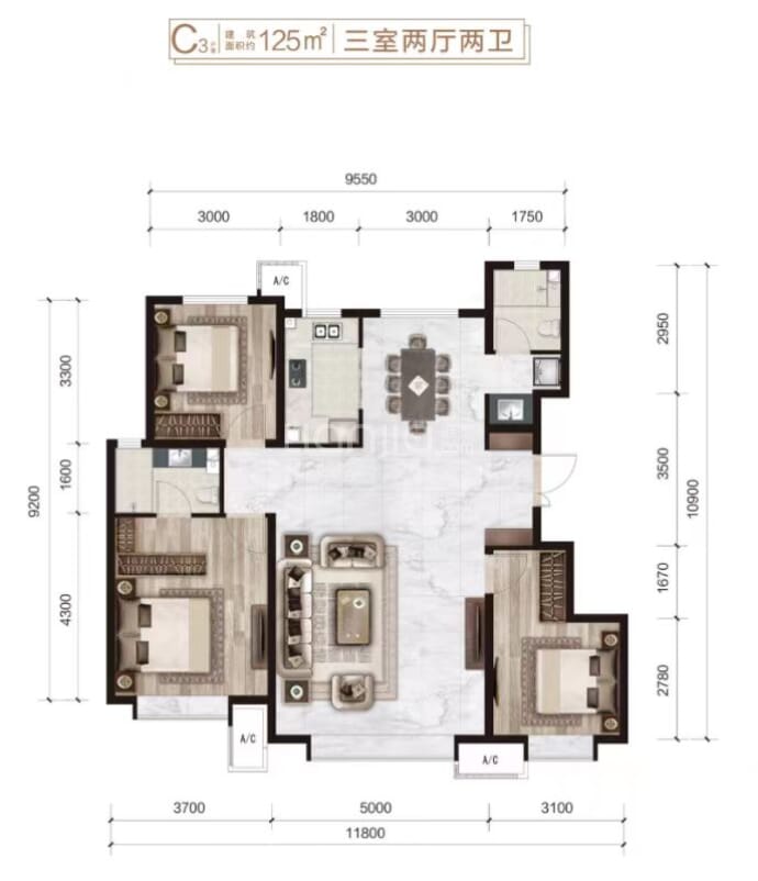 水山樾城--建面 125m²