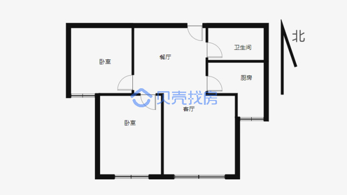 秦郡二期 2室2厅 南-户型图
