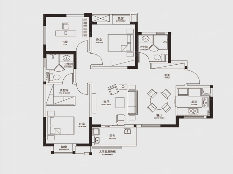汇悦天地三期3室2厅2卫户型图