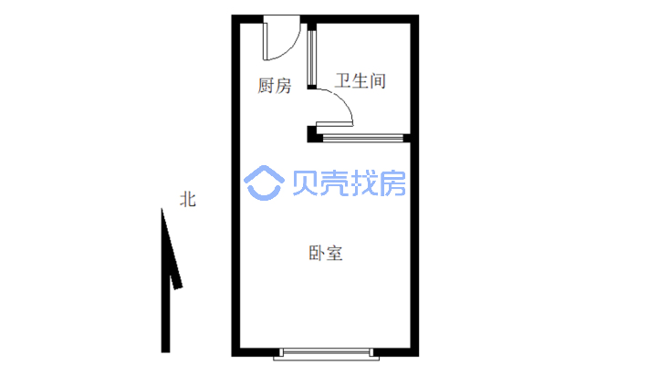 红旗公寓 1室1厅 北-户型图