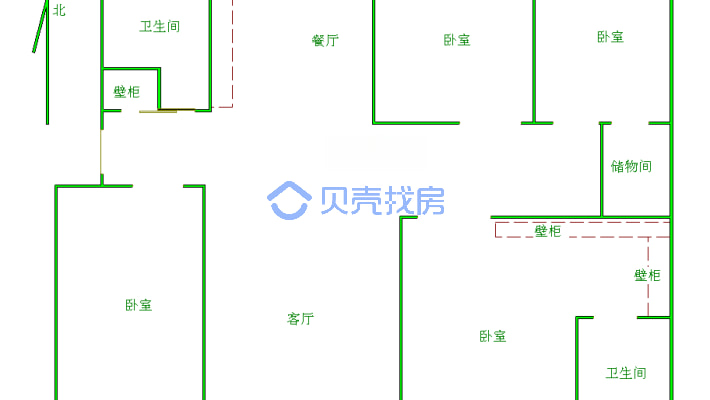 阳光小区A区 4室2厅 南 北-户型图