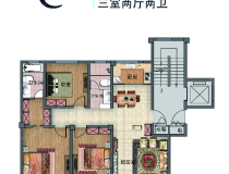 蓝湾雅园3室2厅2卫户型图