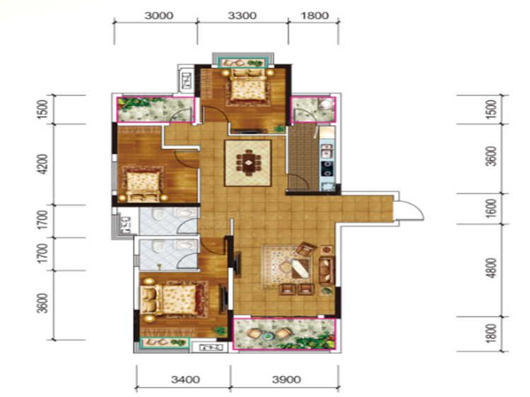 春风十里3室2厅2卫户型图
