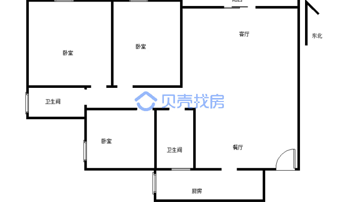 金江外滩B区 3室2厅 东南-户型图