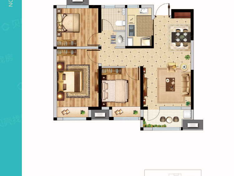 远洋风景3室2厅1卫户型图