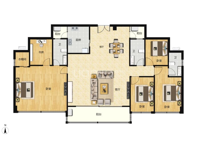 中兴汇富居5室2厅4卫户型图