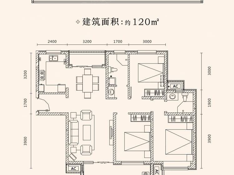 枫林九溪3室2厅2卫户型图