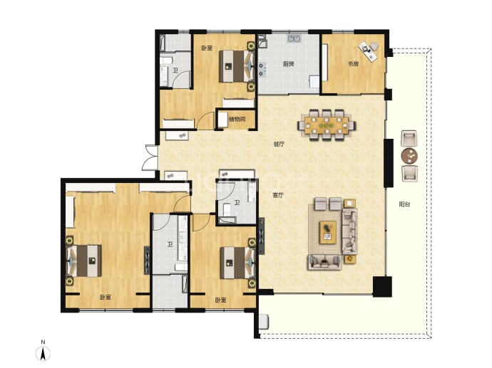 碧桂园云湖天境4室2厅3卫户型图
