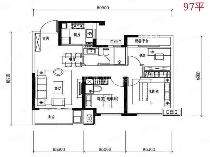 保利天水时光印象--建面 97m²