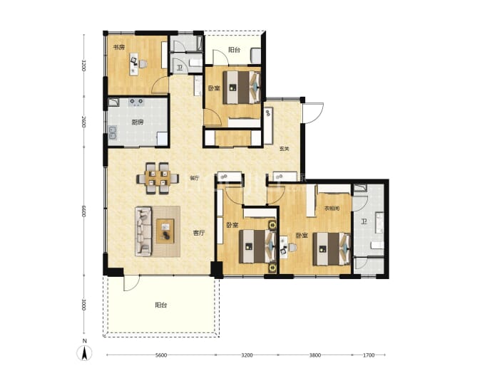 电建颐城高新华曦府4室2厅2卫户型图