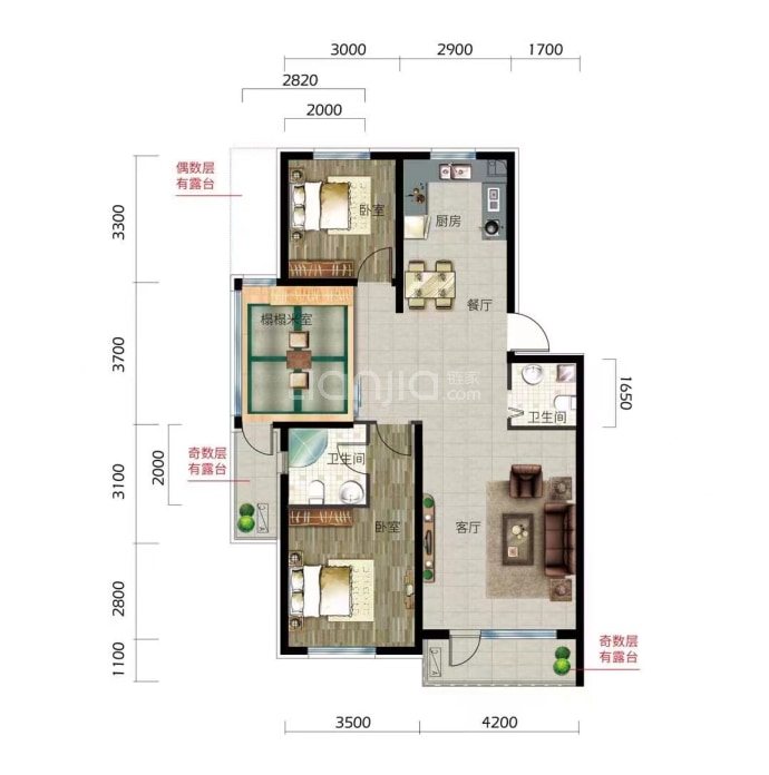 华沃·滨河湾--建面 122.01m²