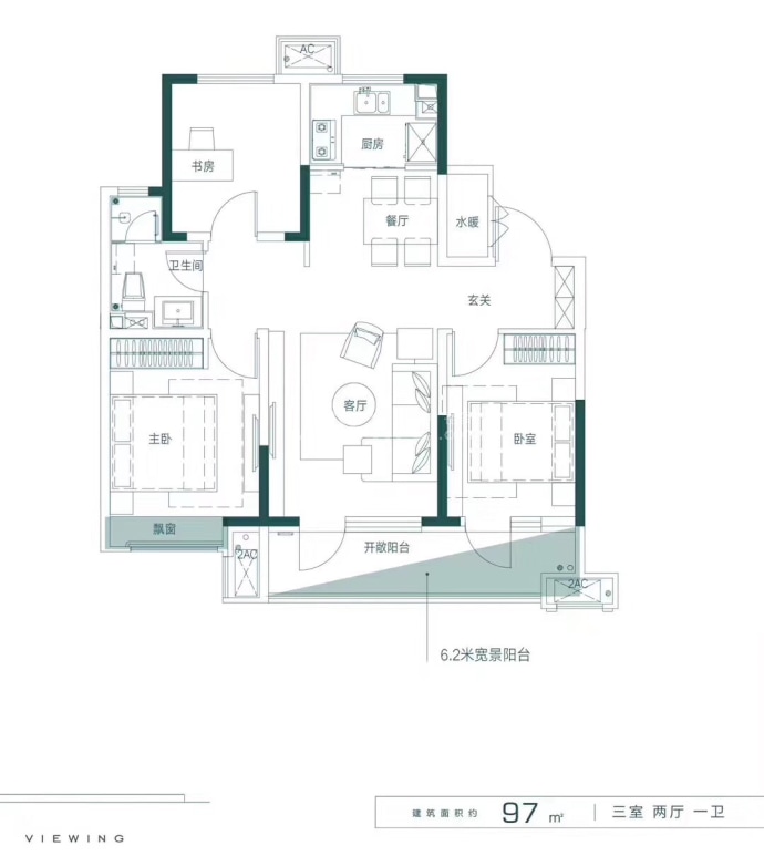 威海富力城--建面 97m²