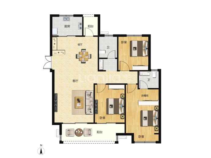 铁建投城发·龙城3室2厅2卫户型图