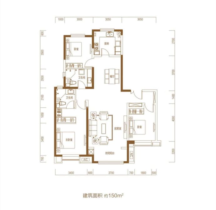 富力城--建面 150m²