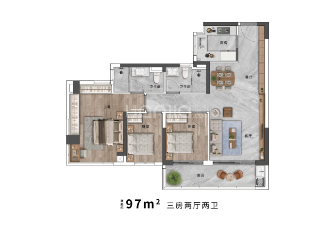 东建天赋龙湾--建面 97m²