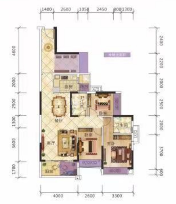 华城钻石花园--建面 110.07m²