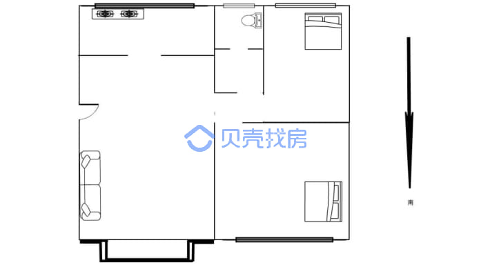 诚售 中盛康城 2室 毛坯房 看房方便-户型图