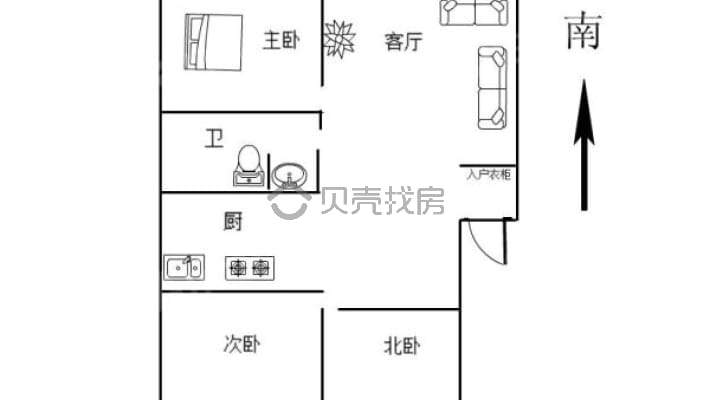 中天悦府福园电梯楼102平三室精装修-户型图