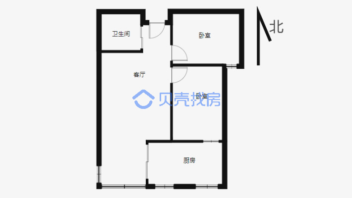 新市区 北京路 汇嘉时代旁 铁一 电梯两室 北辰公寓-户型图