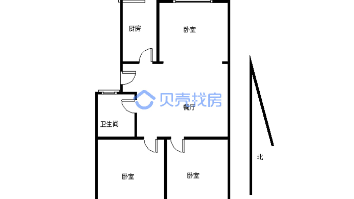 中州路临街楼 步梯 三室一厅一卫-户型图