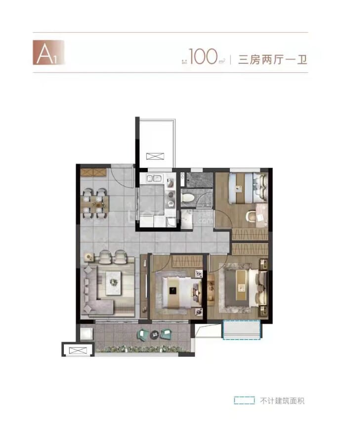 雅居乐嘉宏中央公馆--建面 100m²