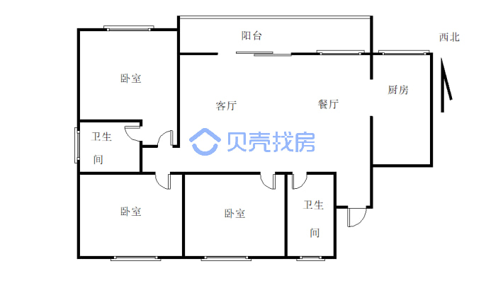 和成莲花 3室2厅 东南-户型图