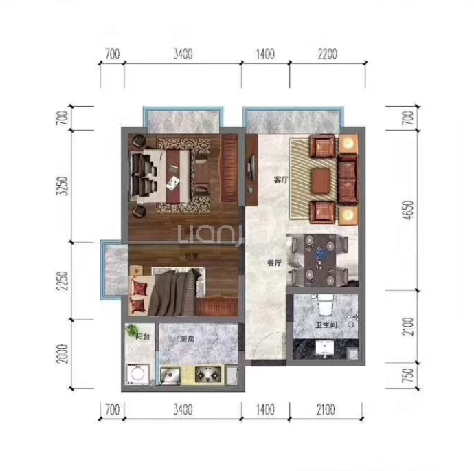 公园里沙河郡--建面 64.21m²