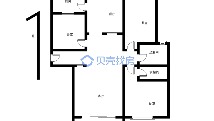 三室两厅，一厨两卫，简单装修，南北双阳台-户型图