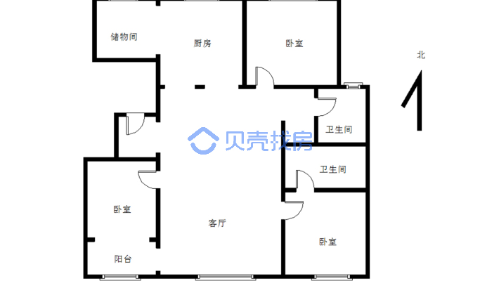 中天·桃花源 3室2厅 南 北-户型图