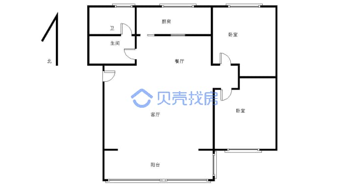 圣鼎上城 2室2厅 南-户型图