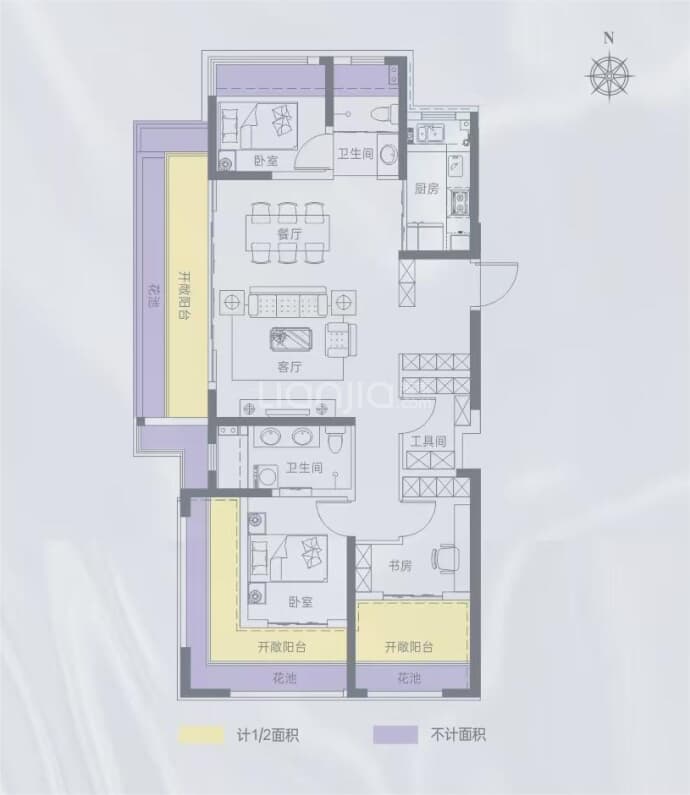 招商时代映江河--建面 118m²