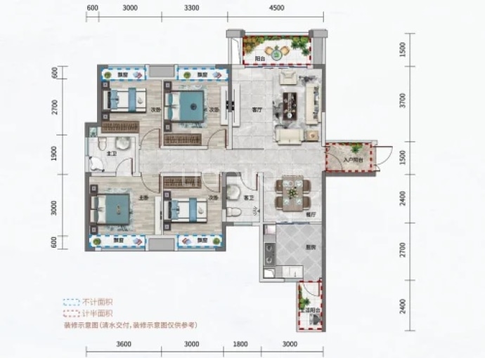华融·德溪府4室2厅2卫户型图