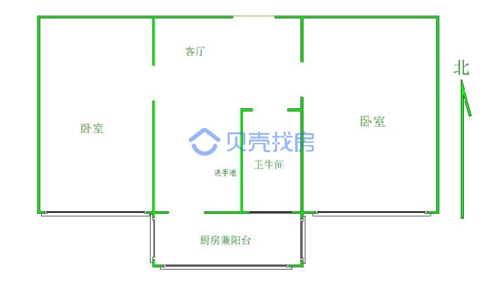 东风东路275号院 2室1厅 南-户型图