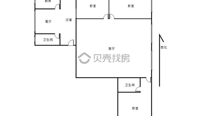 商务区三清街大三室出售，双卫生间，单价便宜。-户型图