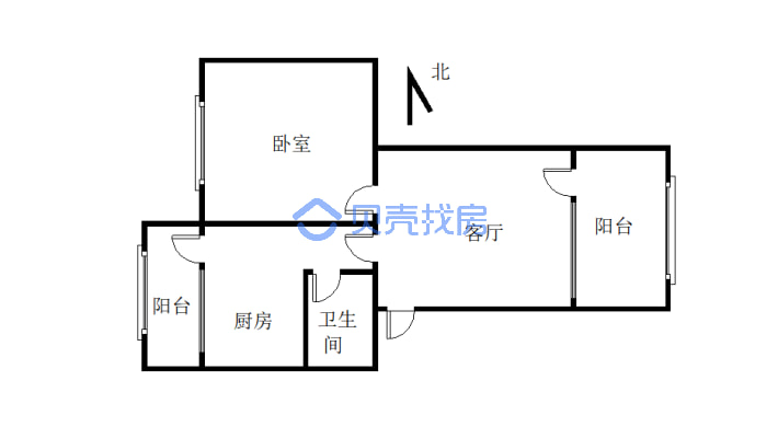 东坝便宜一居室     户型方正     采光通透-户型图